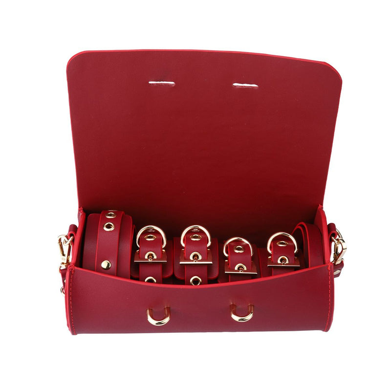 Kiotos - Kit BDSM Fancy da 5 articoli - Borsa di lusso con 5 diversi articoli BDSM - Pelle PU (vegana) - Disponibile in Rosso, rosa e nero - Erotiekvoordeel.nl