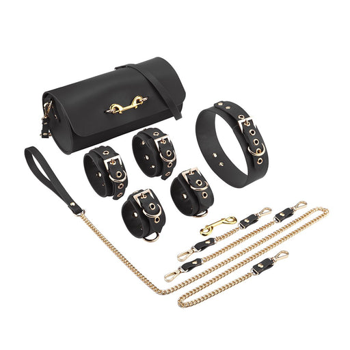 Kiotos - Set BDSM Fancy da 5 pezzi - Borsa di lusso con 5 diversi articoli BDSM - Pelle PU (vegana) - Disponibile in Rosso, rosa e nero - Erotiekvoordeel.nl