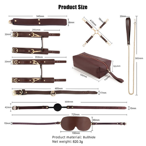 Kiotos - Kit BDSM Fancy da 9 articoli - Borsa di lusso con 9 diversi articoli BDSM - Marrone-Erotiekvoordeel.nl