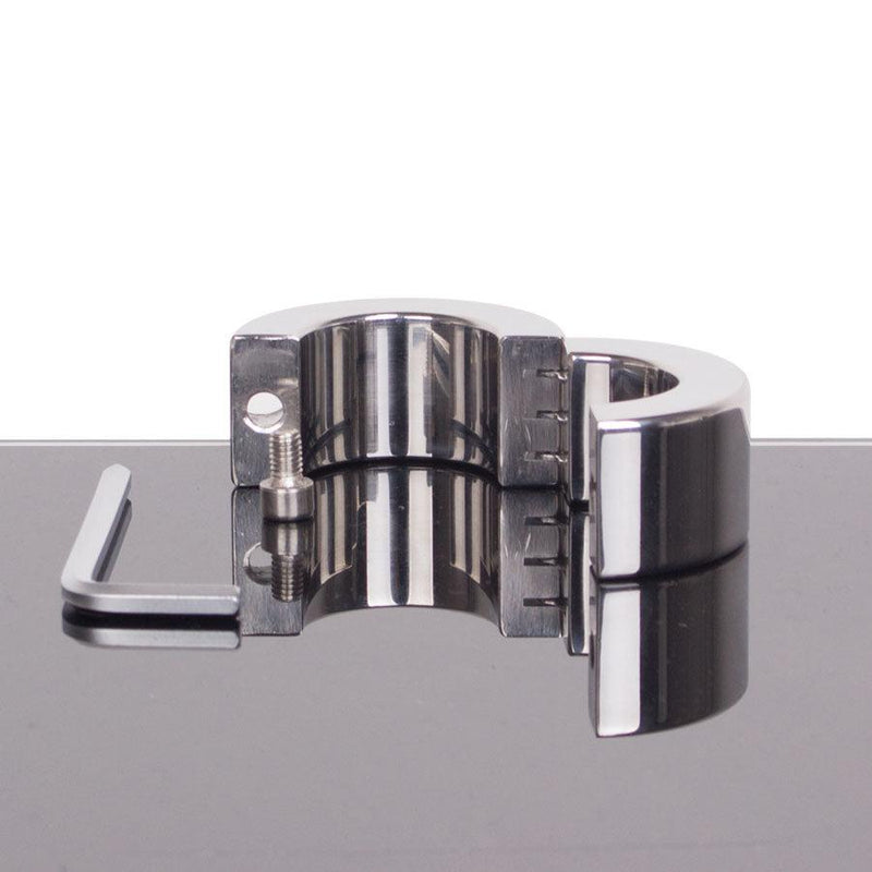 Kiotos - Ballstretcher en acier inoxydable avec rainures, articulé, 28 mm de hauteur, Ø 35 mm - Erotiekvoordeel.nl