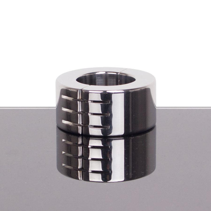 Kiotos - Ballstretcher en acier inoxydable avec rainures, articulé, 28 mm de hauteur, Ø 35 mm - Erotiekvoordeel.nl