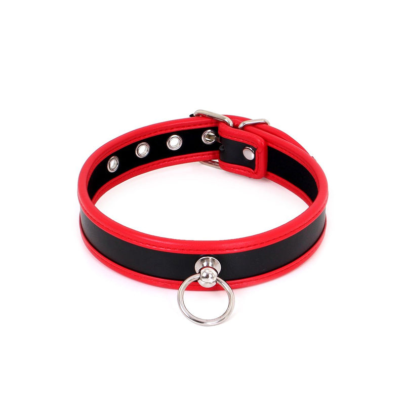 Kiotos - Budget Collar - PU Leather - Red/Black-Erotiekvoordeel.nl