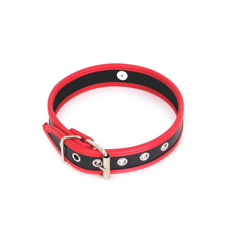 Kiotos - Budget Collar - PU Leather - Red/Black-Erotiekvoordeel.nl