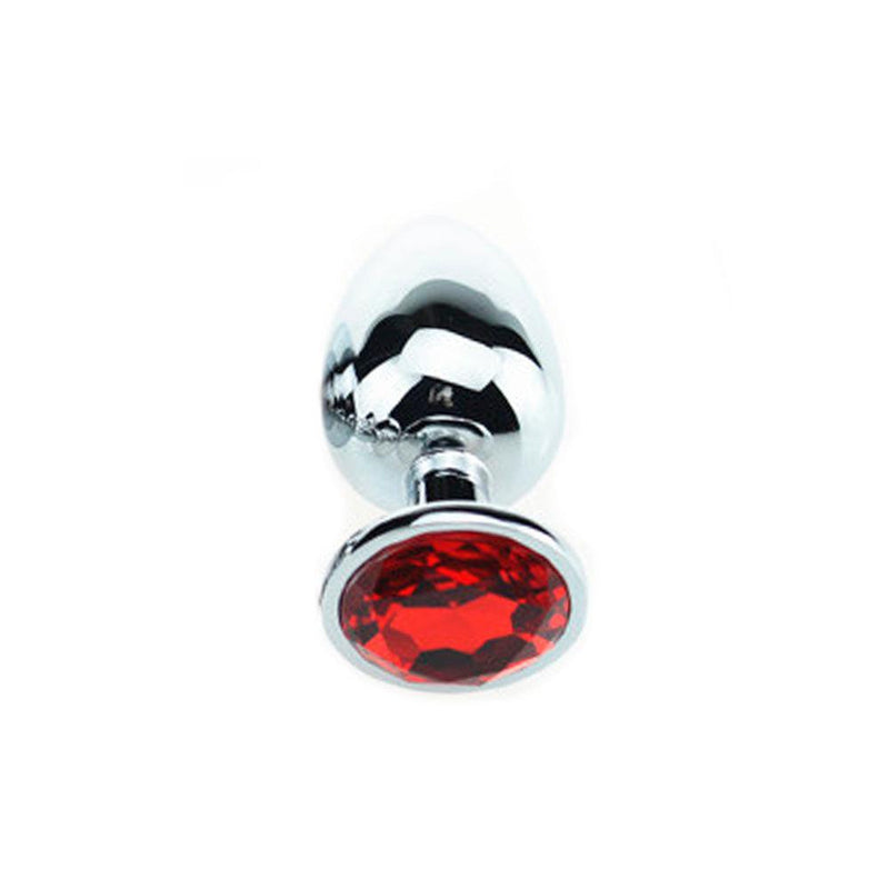 Kiotos - Analplug aus Aluminium mit rotem Kristall - Large - Erotiekvoordeel.nl