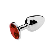 Kiotos - Analplug aus Aluminium mit rotem Kristall - Large - Erotiekvoordeel.nl
