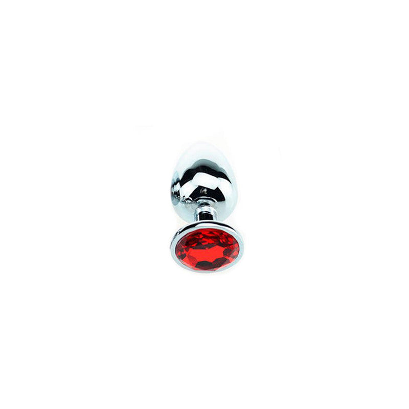 Plug anal en aluminium avec cristal rouge - Small-Erotiekvoordeel.nl