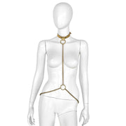 Kiotos - Collier - Collier en cuir doré avec chaînes dorées - Réglable - Erotiekvoordeel.nl