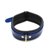 Kiotos - Collar Leder - Blauw/Zwart - Gouden Hardware-Erotiekvoordeel.nl