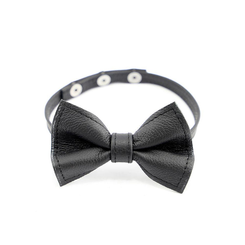 Kiotos - Collar con lazo de mariposa de cuero - Your Servant - Negro-Erotiekvoordeel.nl