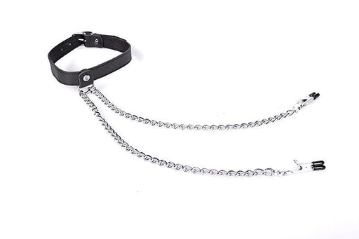 Kiotos - Collar with Nipple Clamps - Black - Erotiekvoordeel.nl