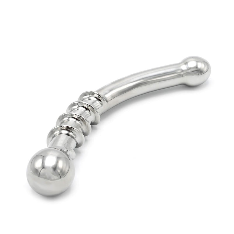 Kiotos - Curve Steel Dildo Twisted - Dildo con nervature - RVS-Erotiekvoordeel.nl