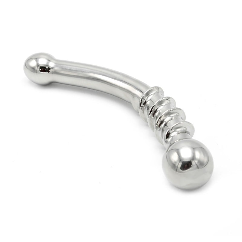 Kiotos - Curve Steel Dildo Twisted - Dildo con nervature - RVS-Erotiekvoordeel.nl