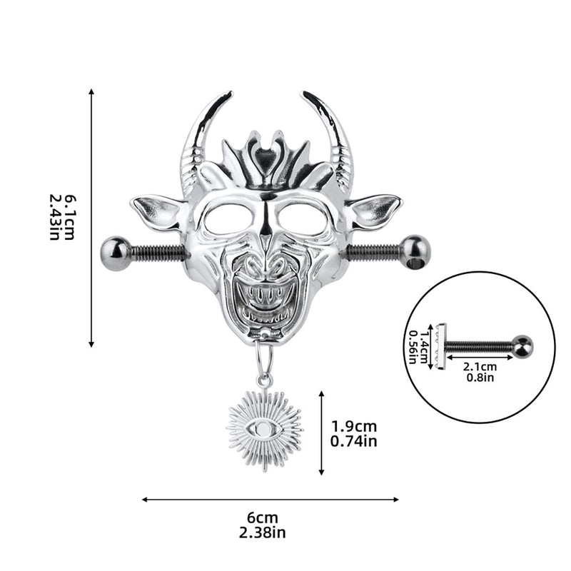 Kiotos - Masque démoniaque avec pendentif - Pinces à tétons avec chaîne - Erotiekvoordeel.nl