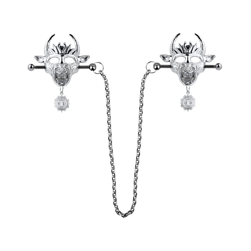 Kiotos - Masque démoniaque avec pendentif - Pinces à tétons avec chaîne - Erotiekvoordeel.nl