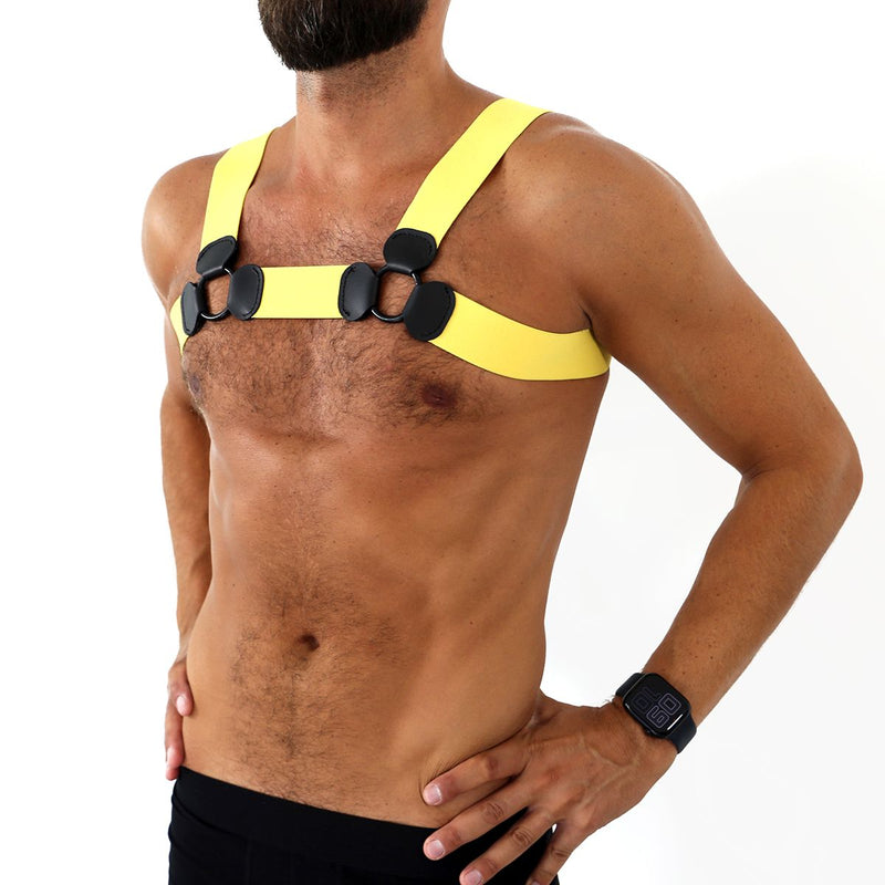 Kiotos - Arnés elástico para el pecho - Arnés - Body con tirantes - Amarillo-Erotiekvoordeel.nl