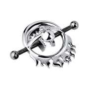 Kiotos - Flaming Skull - Tepelklemmen met ketting-Erotiekvoordeel.nl