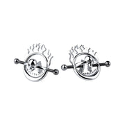 Kiotos - Flaming Skull - Tepelklemmen met ketting-Erotiekvoordeel.nl