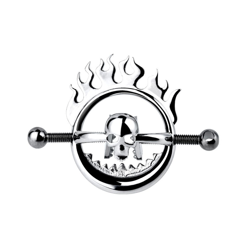 Kiotos - Flaming Skull - Tepelklemmen met ketting-Erotiekvoordeel.nl