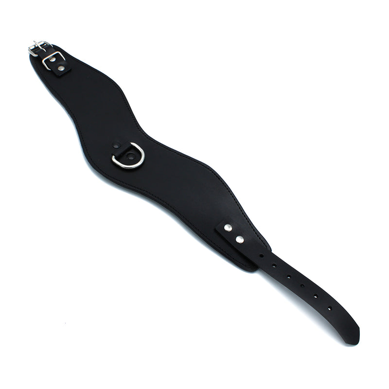 Kiotos - Contoured Black Leather Posture Collar with D-Ring - Erotiekvoordeel.nl