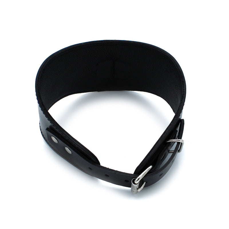 Kiotos - Contoured Black Leather Posture Collar with D-Ring - Erotiekvoordeel.nl