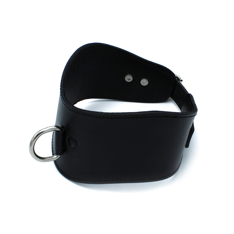 Kiotos - Contoured Black Leather Posture Collar with D-Ring - Erotiekvoordeel.nl