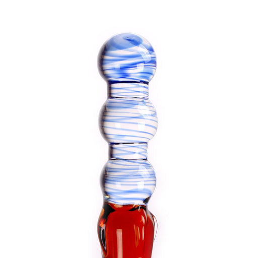 Kiotos Glass - Glazen Dildo Curves - Blauw/amber-Erotiekvoordeel.nl