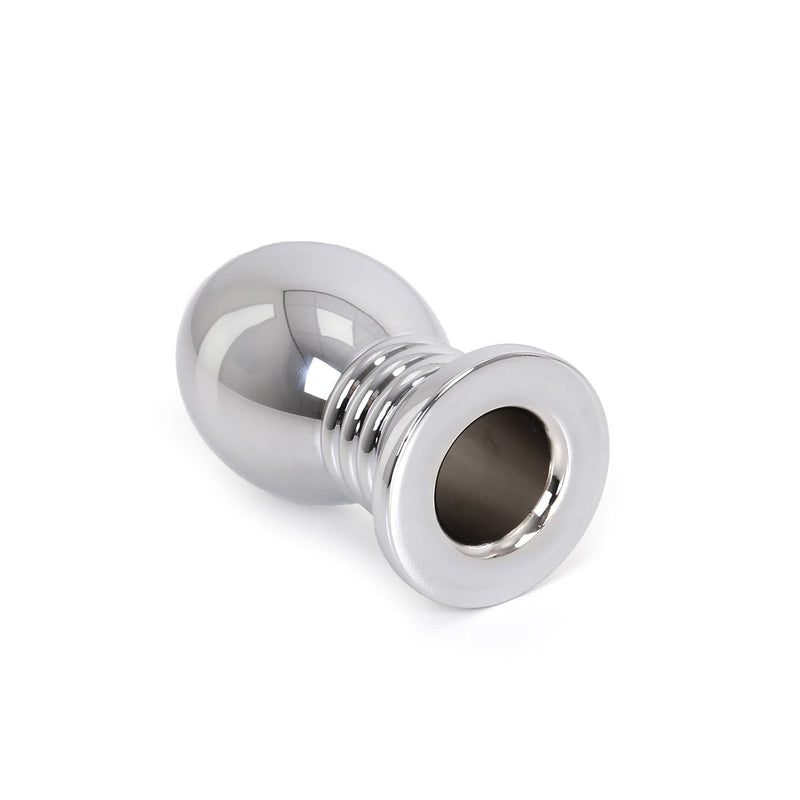 Kiotos - Hollow Anal Plug - Stainless Steel - Ribbed - Length 70 mm-Erotiekvoordeel.nl