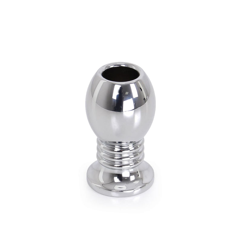 Kiotos - Hollow Anal Plug - Stainless Steel - Ribbed - Length 70 mm-Erotiekvoordeel.nl