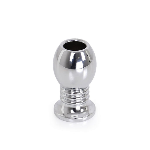 Kiotos - Hollow Anal Plug - Stainless Steel - Ribbed - Length 70 mm-Erotiekvoordeel.nl