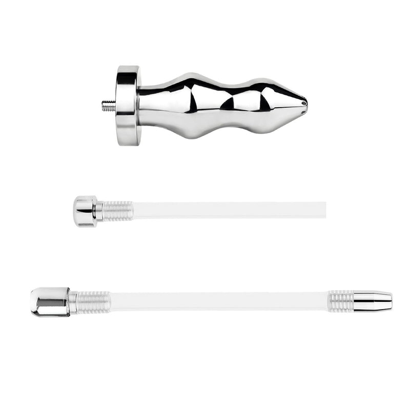Kiotos - Hollow Penis Plug - Hollow Dilator - With Hollow Ribbed Butt Plug - Ass Lock - Stainless Steel - Erotiekvoordeel.nl