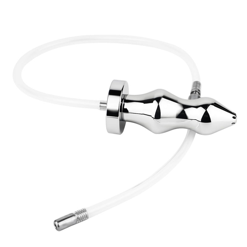 Kiotos - Hollow Penis Plug - Hollow Dilator - With Hollow Ribbed Butt Plug - Ass Lock - Stainless Steel - Erotiekvoordeel.nl