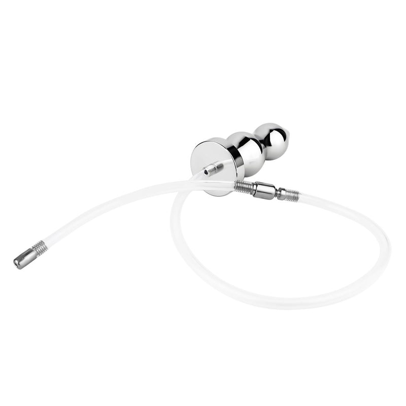 Kiotos - Hollow Penis Plug - Hollow Dilator - With Hollow Ribbed Butt Plug - Ass Lock - Stainless Steel - Erotiekvoordeel.nl