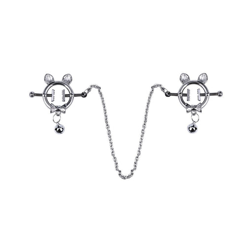 Kiotos - Katzenohrchen mit Schleife und Glöckchen - Nippelklemmen mit Kette - Erotiekvoordeel.nl