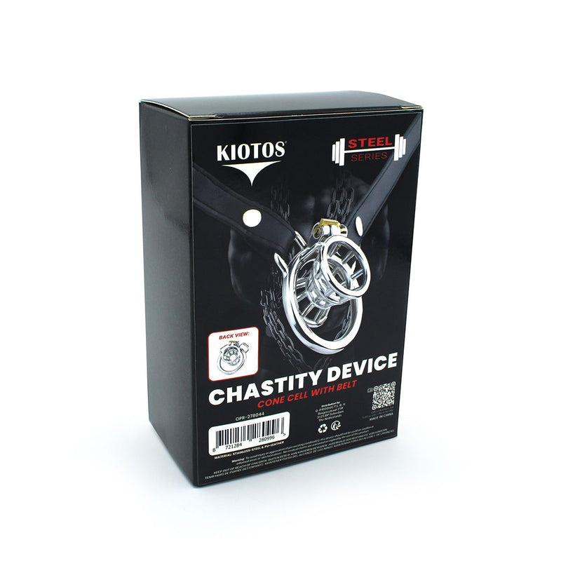 Kiotos - Ceinture de chasteté - Cage de chasteté conique avec ceinture - Noir - Erotiekvoordeel.nl