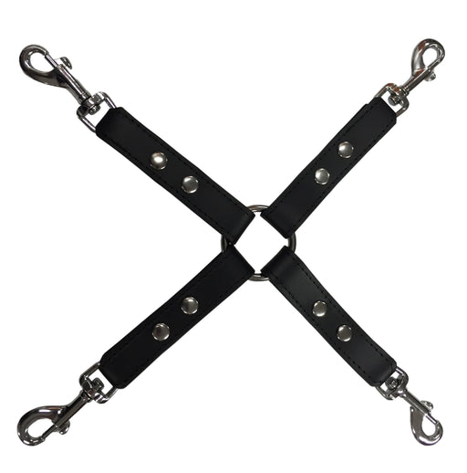 Kiotos Leather - Hogtie Bondage Riem Met Studs En Karabijnhaken - Zwart-Erotiekvoordeel.nl