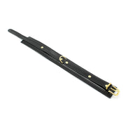 Kiotos Leather - Lederen Collar Met Goudkleurige Metalen Hardware - Zwart-Erotiekvoordeel.nl