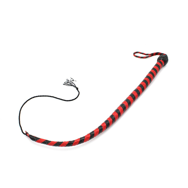 Kiotos Leather - Lederen Single Tail Zweep - 60 cm - Zwart/Rood-Erotiekvoordeel.nl
