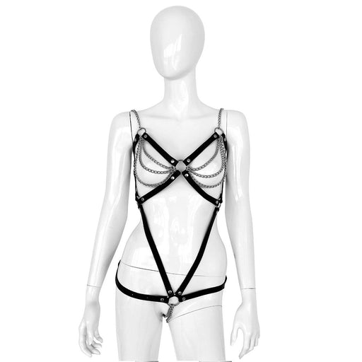 Kiotos Leather - Leather Bodysuit with Chains - Adjustable-Erotiekvoordeel.nl