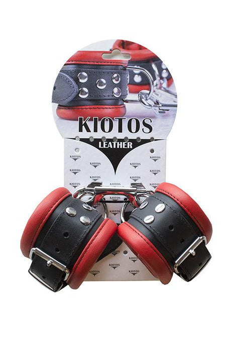 Kiotos Leather - Leren Enkelboeien 6.5 cm Breed Gevoerd - Rood/Zwart-Erotiekvoordeel.nl