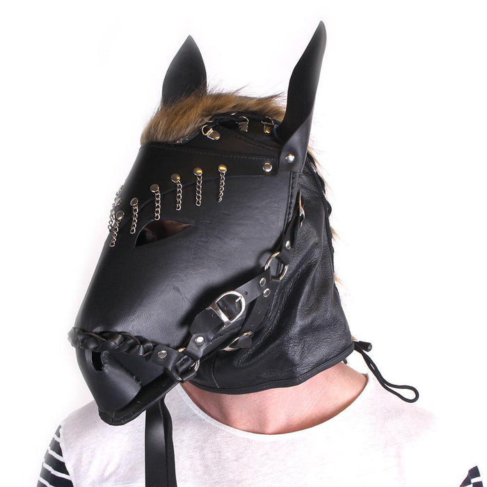 Kiotos Leather - Paardenmasker - Leer - Zwart-Erotiekvoordeel.nl
