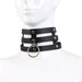 Kiotos Leather - Triple O-Ring Collar - Body Safe Kunstleer - Omtrek: 29/38 cm - 60 gr-Erotiekvoordeel.nl