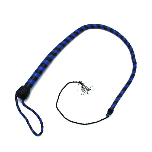 Kiotos - Lederen Single Tail Zweep - Blauw/Zwart - 90 cm-Erotiekvoordeel.nl