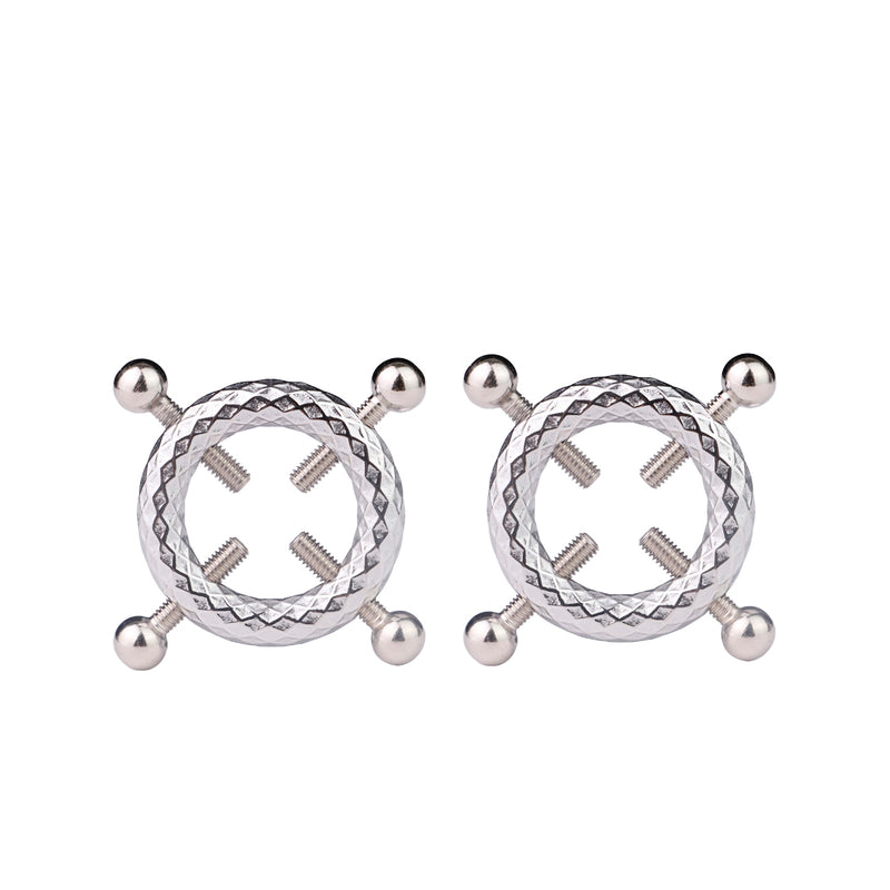 Kiotos - Leather Open Bra with Round Adjustable Nipple Clamps with Bells - Erotiekvoordeel.nl