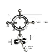 Kiotos - Leather Open Bra with Round Adjustable Nipple Clamps with Bells - Erotiekvoordeel.nl
