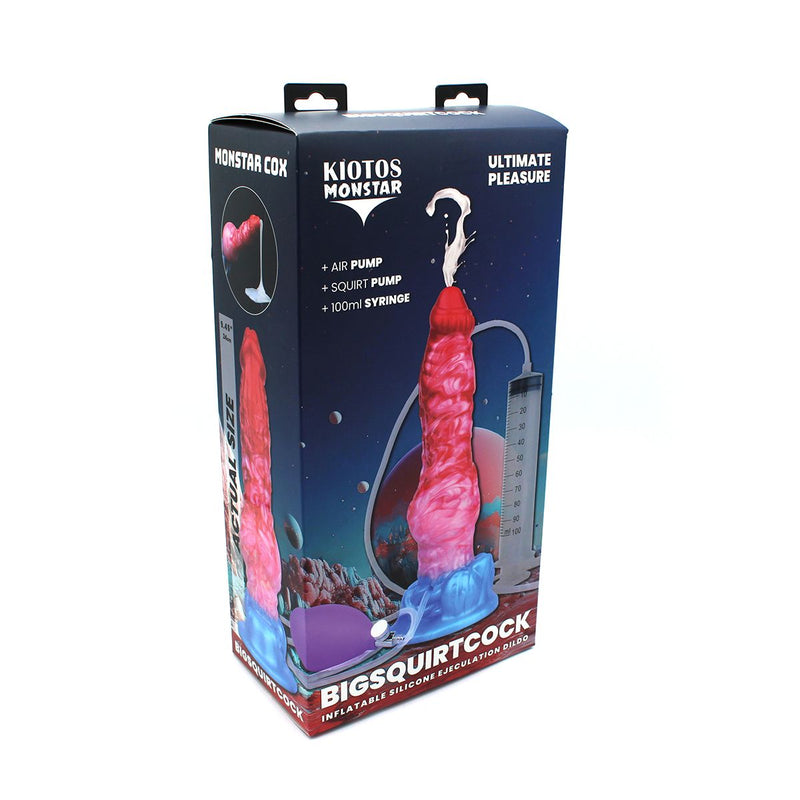 Kiotos Monstar - Big Squirt Cock - Gode gonflable éjaculateur - Rouge/ Rose/Bleu - Erotiekvoordeel.nl