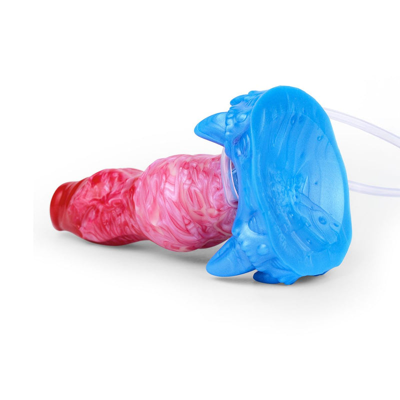 Kiotos Monstar - Blow Cum Cock - Nadmuchiwany Dildo Z Funkcją Wytrysku - Czerwony/Różowy/Niebieski - Erotiekvoordeel.nl