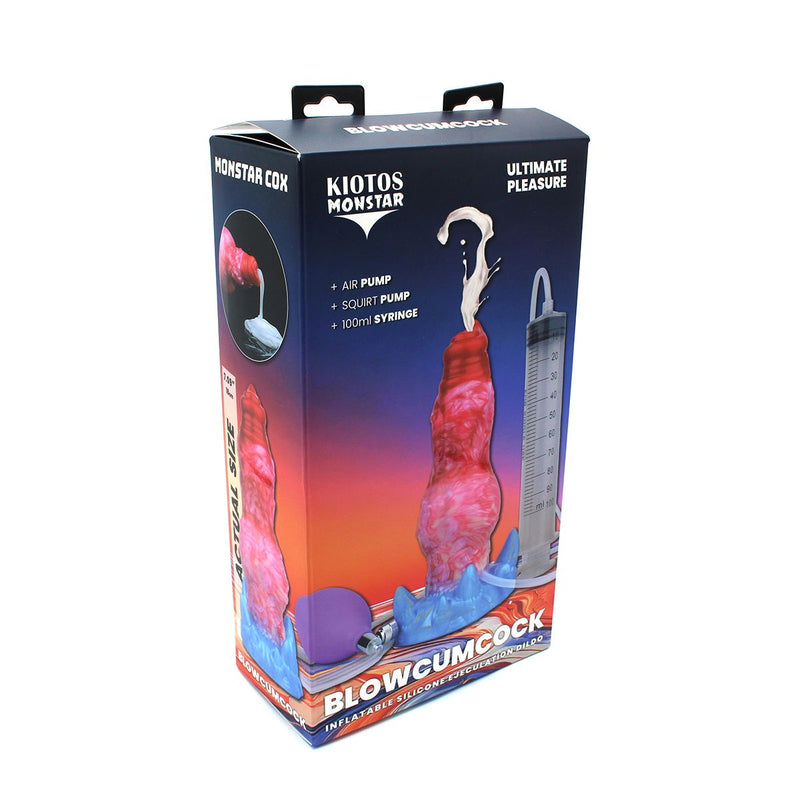 Kiotos Monstar - Blow Cum Cock - Nadmuchiwany Dildo Z Funkcją Wytrysku - Czerwony/Różowy/Niebieski-Erotiekvoordeel.nl
