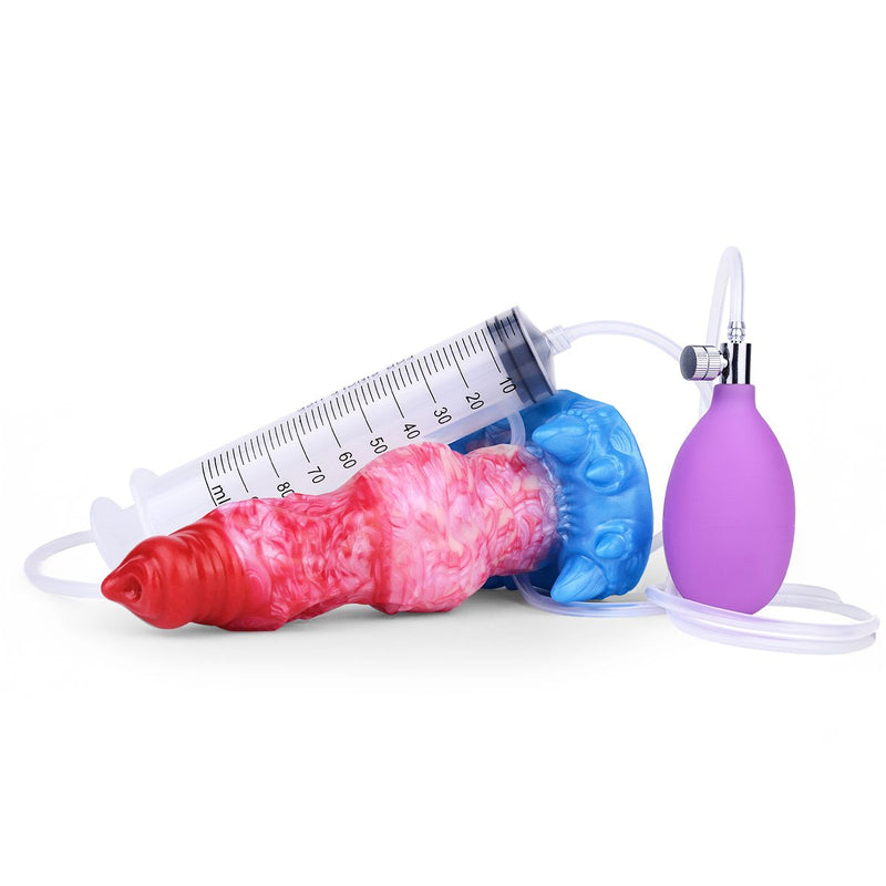 Kiotos Monstar - Blow Cum Cock - Nadmuchiwany Dildo Z Funkcją Wytrysku - Czerwony/różowy/ Niebieski-Erotiekvoordeel.nl