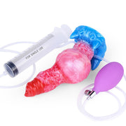 Kiotos Monstar - Blow Cum Cock - Nadmuchiwany Dildo Z Funkcją Wytrysku - Czerwony/Różowy/Niebieski-Erotiekvoordeel.nl