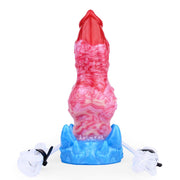 Kiotos Monstar - Blow Cum Cock - Nadmuchiwany Dildo Z Funkcją Wytrysku - Czerwony/Różowy/Niebieski-Erotiekvoordeel.nl